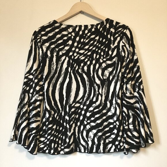 Sassy Zebra Print Bell Sleeve Top - Picture 2 of 16